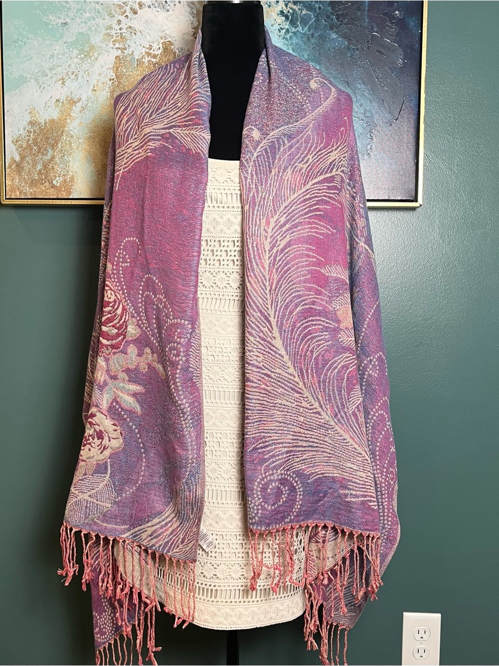 Expressions Multicolor Purple and Pink Woven Scarf
